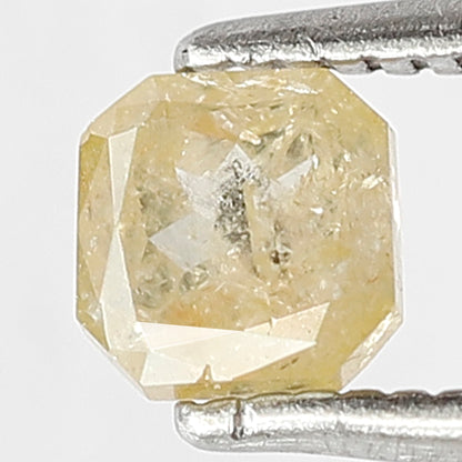 Natural 0.56 Ct Yellowish Asscher cut Diamond | 4.40 mm Rustic Earth Mined Loose Stone for Women Ring
