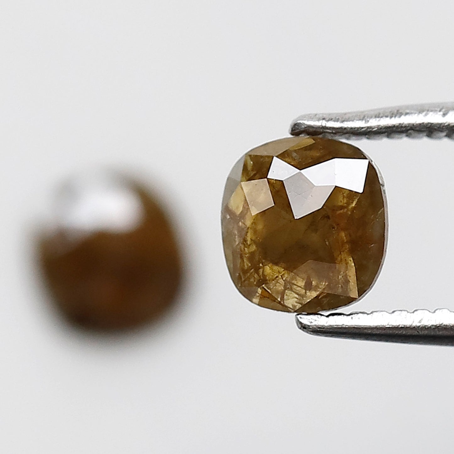 0.82 CT 5.4x5.1 MM Cushion Shaped Natural Fancy Greenish Brown Half Glaring Faceted Salt and Pepper Diamond Made For Unique Bespoke Jewelry