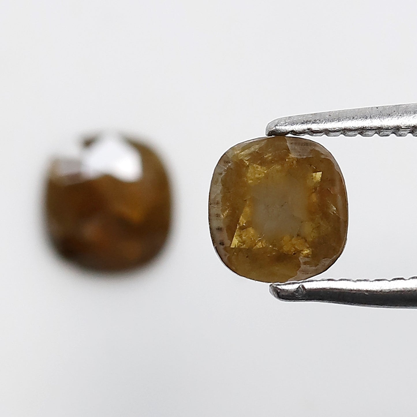 0.82 CT 5.4x5.1 MM Cushion Shaped Natural Fancy Greenish Brown Half Glaring Faceted Salt and Pepper Diamond Made For Unique Bespoke Jewelry