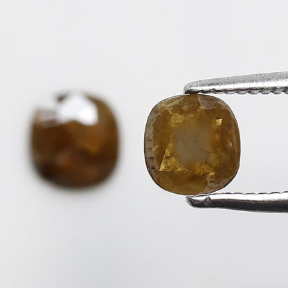 0.82 CT 5.4x5.1 MM Cushion Shaped Natural Fancy Greenish Brown Half Glaring Faceted Salt and Pepper Diamond Made For Unique Bespoke Jewelry