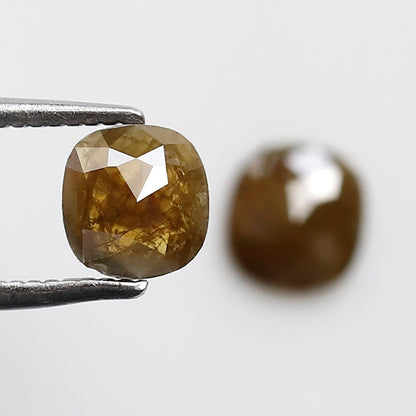 0.82 CT 5.4x5.1 MM Cushion Shaped Natural Fancy Greenish Brown Half Glaring Faceted Salt and Pepper Diamond Made For Unique Bespoke Jewelry