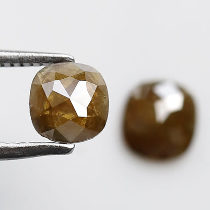 0.82 CT 5.4x5.1 MM Cushion Shaped Natural Fancy Greenish Brown Half Glaring Faceted Salt and Pepper Diamond Made For Unique Bespoke Jewelry