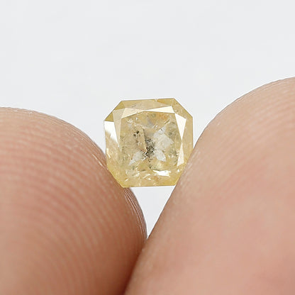 Natural 0.56 Ct Yellowish Asscher cut Diamond | 4.40 mm Rustic Earth Mined Loose Stone for Women Ring