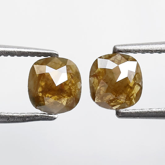 0.82 CT 5.4x5.1 MM Cushion Shaped Natural Fancy Greenish Brown Half Glaring Faceted Salt and Pepper Diamond Made For Unique Bespoke Jewelry