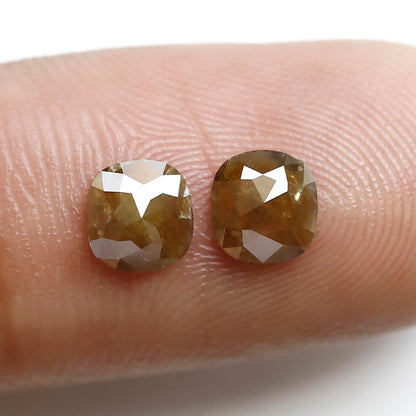 0.82 CT 5.4x5.1 MM Cushion Shaped Natural Fancy Greenish Brown Half Glaring Faceted Salt and Pepper Diamond Made For Unique Bespoke Jewelry