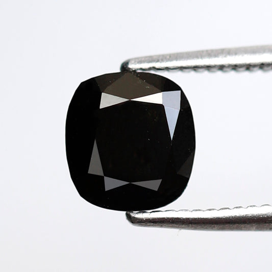 Cushion Cut 1.40 Ct Black Diamond 6.60 x 6.10 mm, Natural Treated Loose Conflict Free Diamond for Bold Jewelry Design