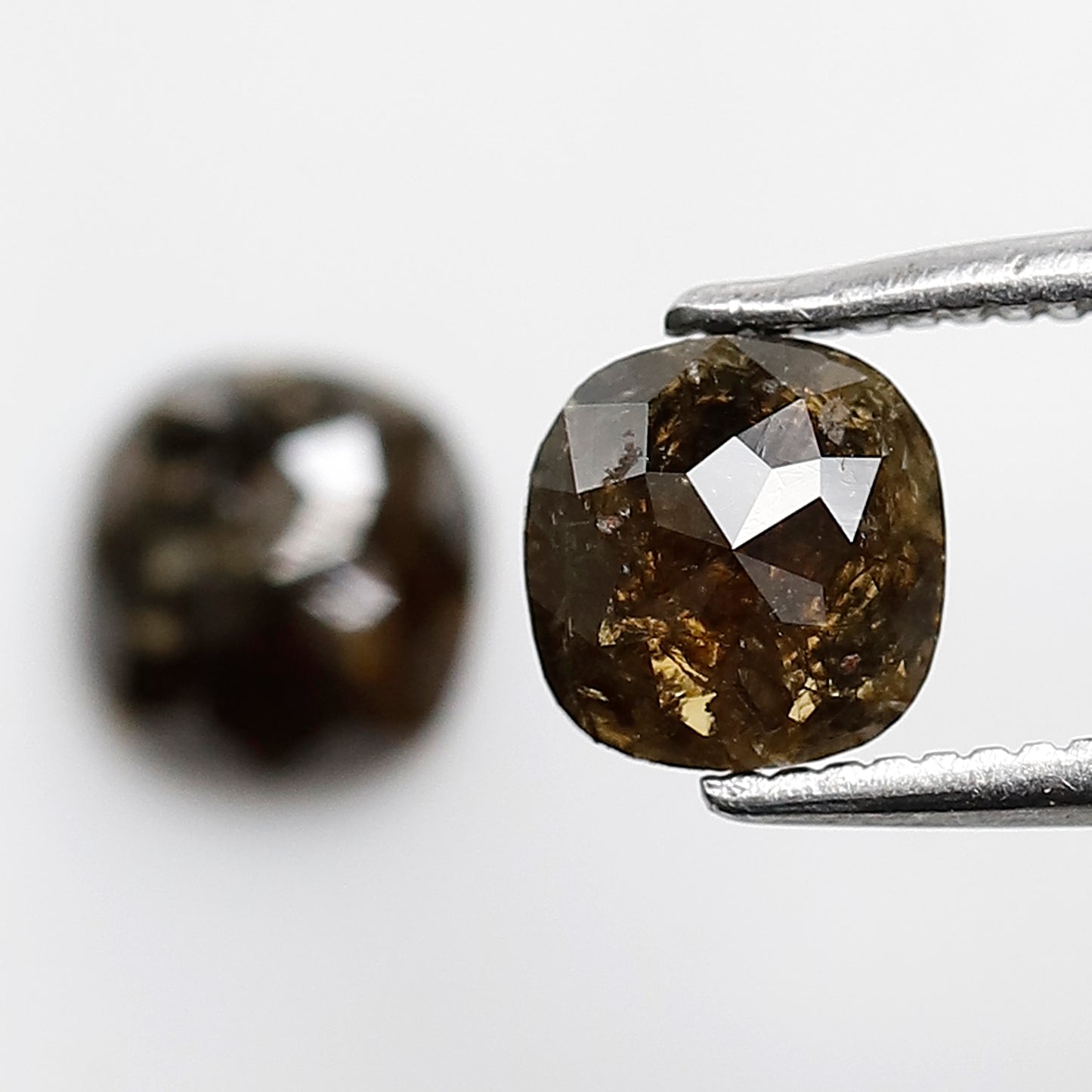 1.17 CT Cushion Shape Brownish Twin Pair of Flat Back Salt and Pepper Diamond Ideal For Making Stud Earrings