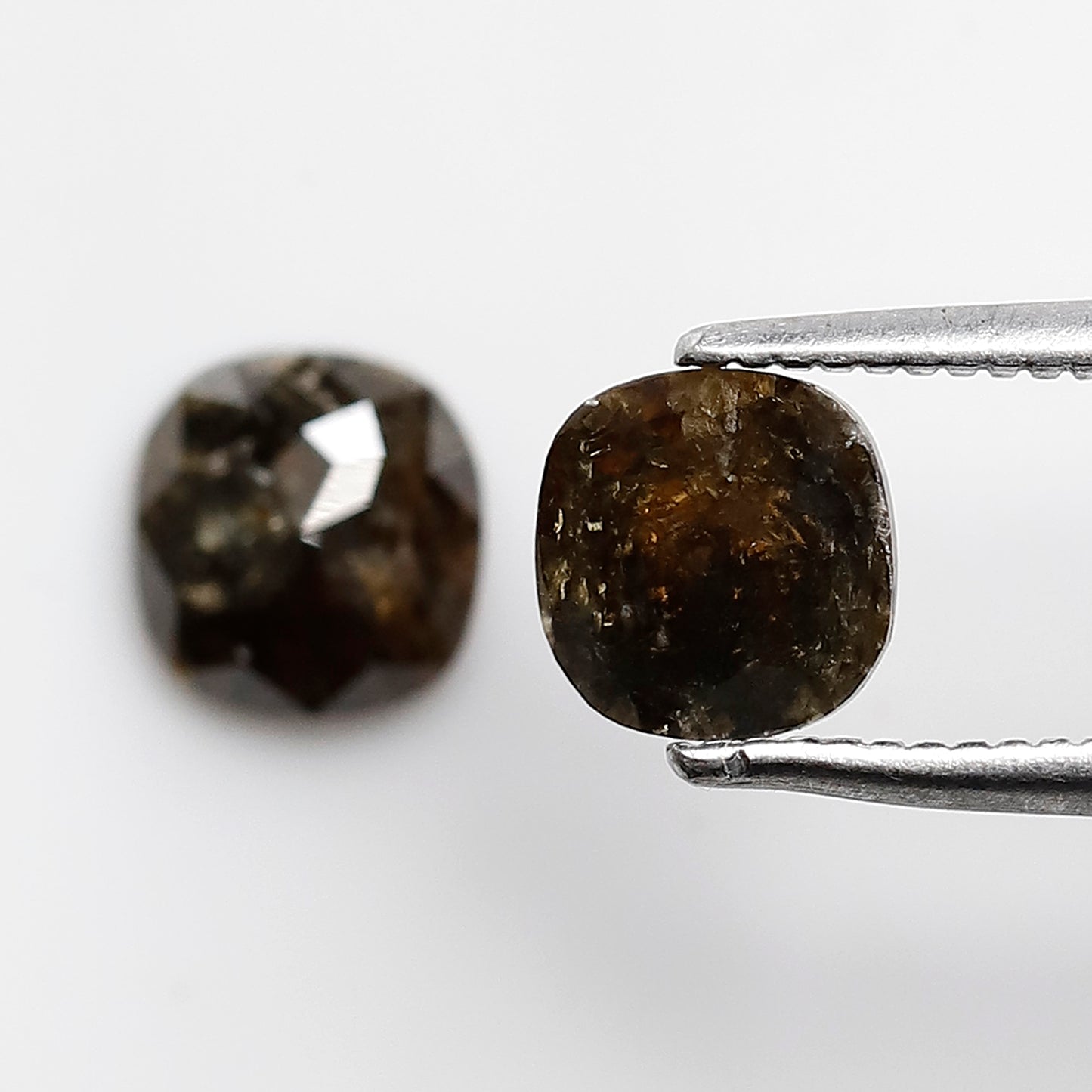 1.17 CT Cushion Shape Brownish Twin Pair of Flat Back Salt and Pepper Diamond Ideal For Making Stud Earrings