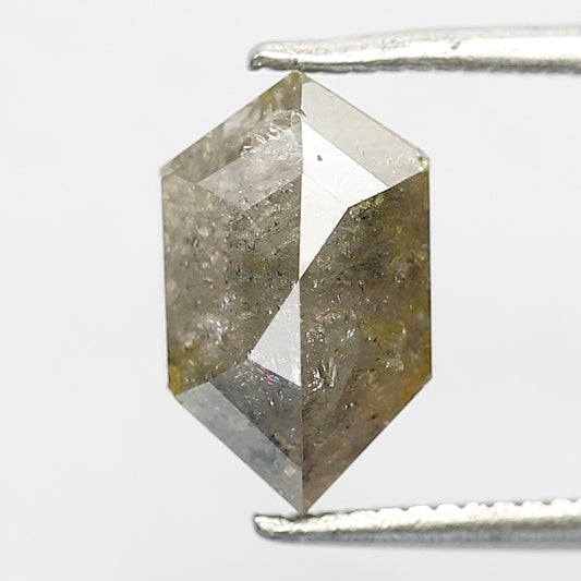 2.08 Ct Hexagon Natural Diamond | 10 mm Grayish Green Conflict Free Loose Diamond for Pendant & Ring