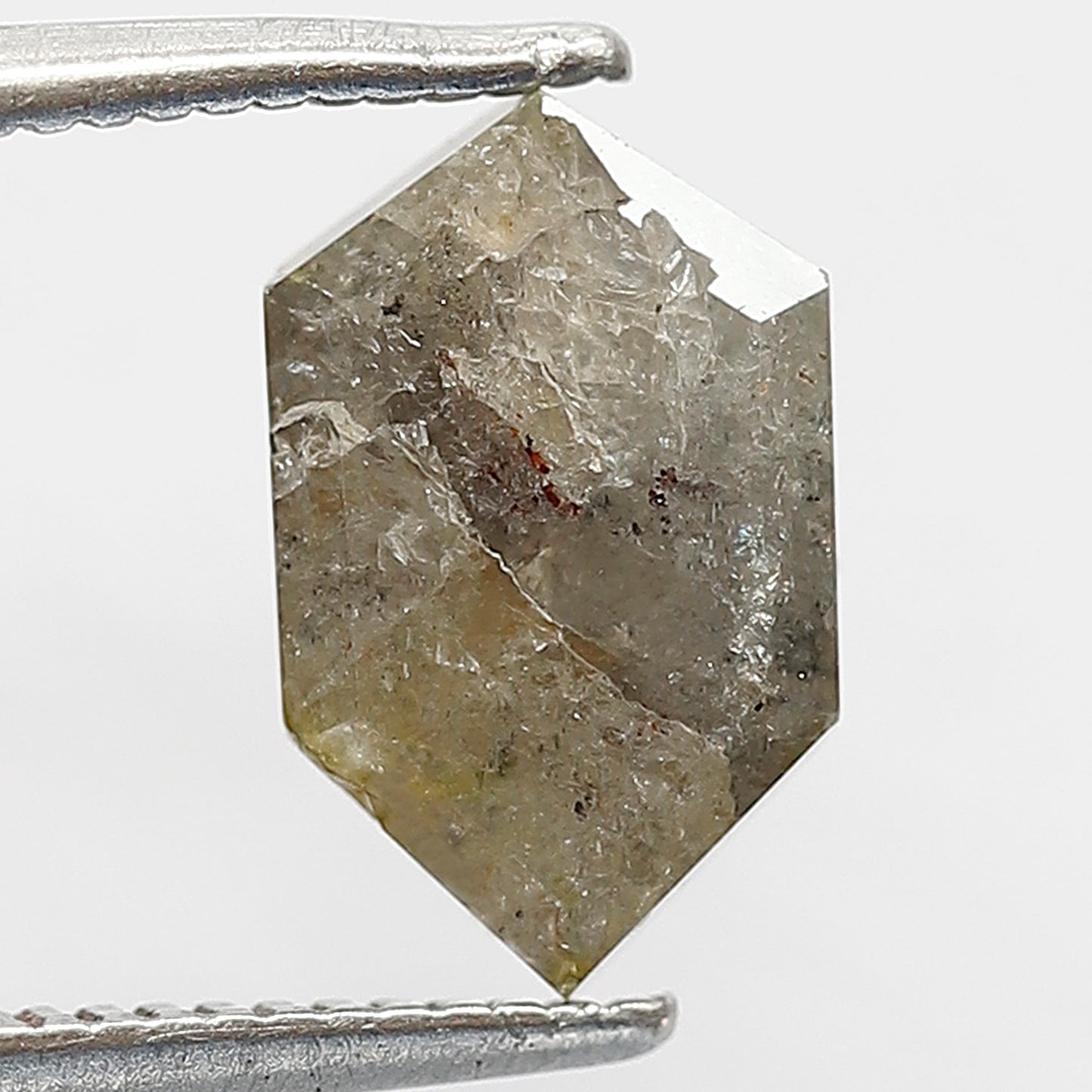 2.08 Ct Hexagon Natural Diamond | 10 mm Grayish Green Conflict Free Loose Diamond for Pendant & Ring