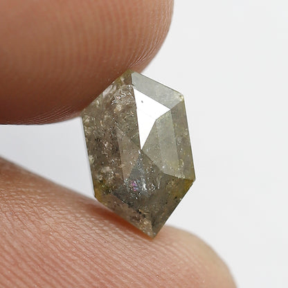 2.08 Ct Hexagon Natural Diamond | 10 mm Grayish Green Conflict Free Loose Diamond for Pendant & Ring