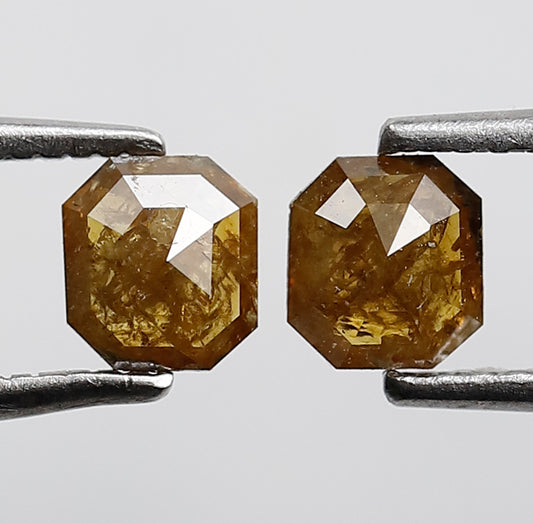 0.69 CT Charming Yellowish Emerald Shape Pair Of Salt and Pepper Diamond Ideal For Making Pair Of Stud Unique Earrings