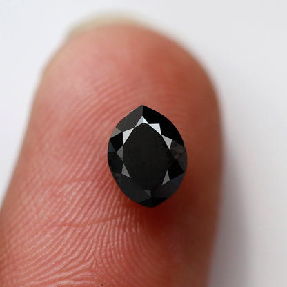 0.97 Ct Marquise Black Diamond AAA Quality, Natural Treated Loose Conflict Free Diamond for Women Ring