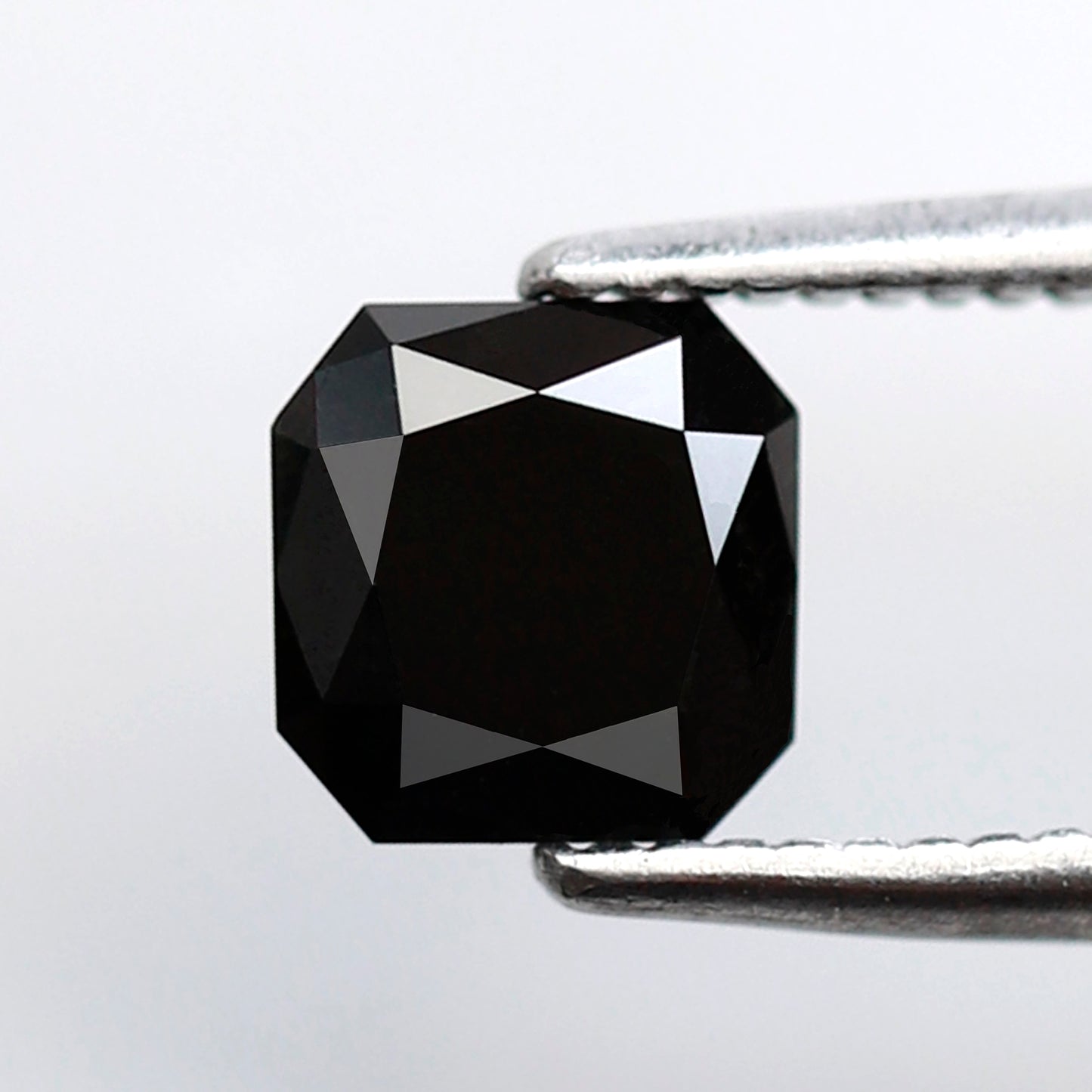 0.94 CT Asscher cut Black Diamond, 5 MM Heated Black Loose Diamond