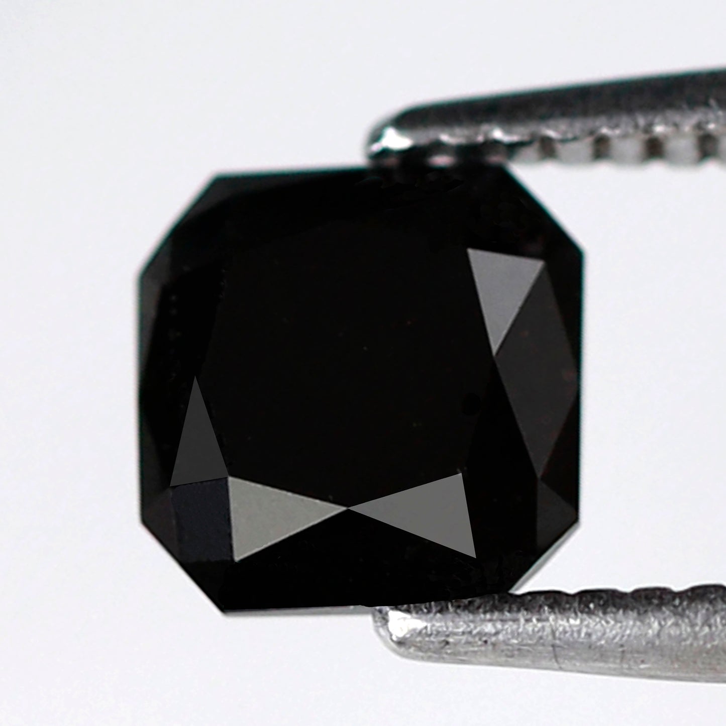 0.94 CT Asscher cut Black Diamond, 5 MM Heated Black Loose Diamond