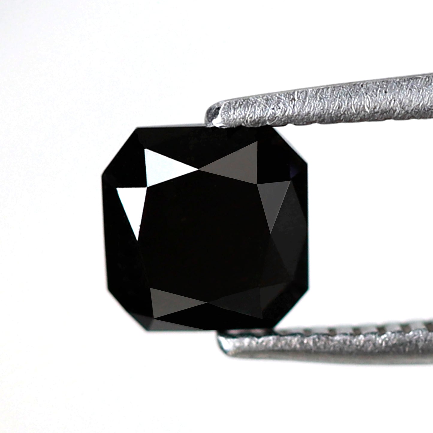 0.94 CT Asscher cut Black Diamond, 5 MM Heated Black Loose Diamond