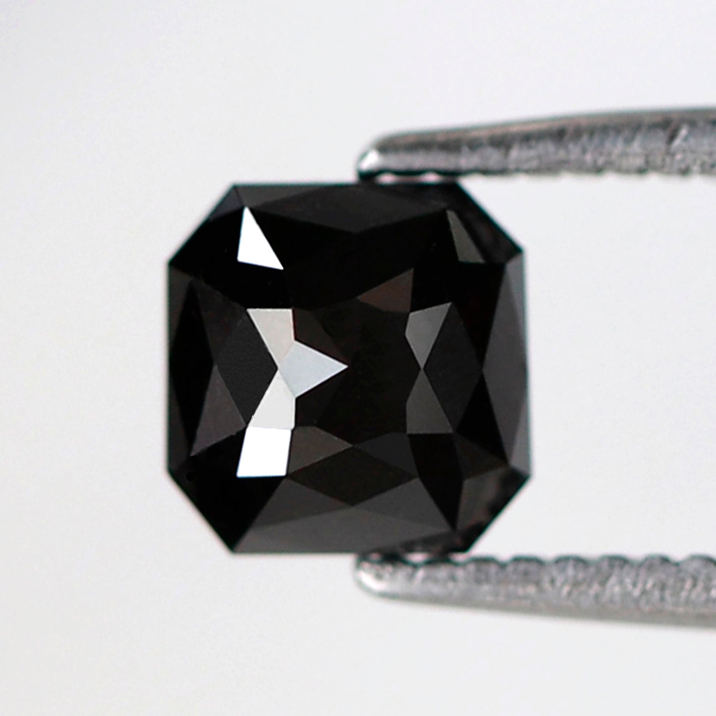 0.94 CT Asscher cut Black Diamond, 5 MM Heated Black Loose Diamond