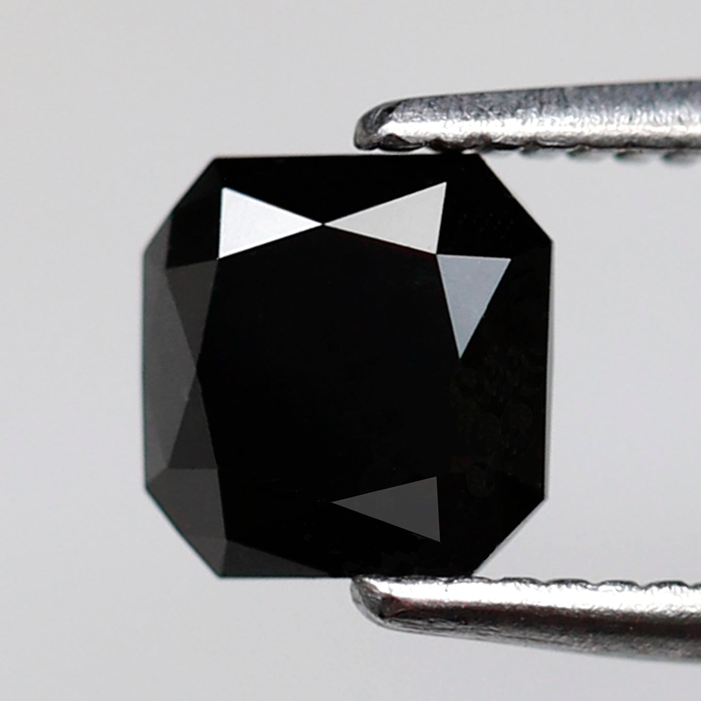 0.94 CT Asscher cut Black Diamond, 5 MM Heated Black Loose Diamond