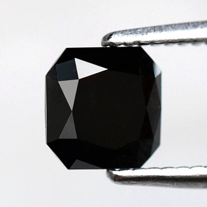 0.94 CT Asscher cut Black Diamond, 5 MM Heated Black Loose Diamond