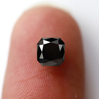 0.94 CT Asscher cut Black Diamond, 5 MM Heated Black Loose Diamond