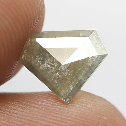 1.24 Ct Pentagon Grayish Green Diamond | 7.60 x 9.10 mm Natural Earth Mined Loose Diamond for Custom Pendant
