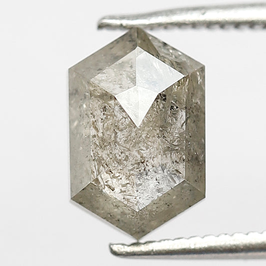 1.89 CT Hexagon Cut Salt and Pepper Diamond, Natural Gray Black Earth Mined Diamond For Wedding Ring