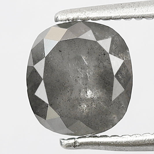 1.64 Ct Oval Salt & Pepper Diamond | Natural Gray Black Conflict Free Loose Diamond for Engagement Ring