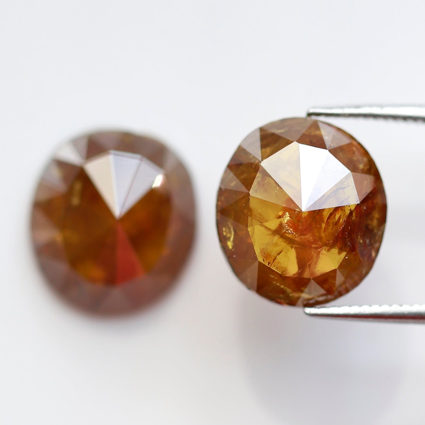 Large Oval Shape Diamond Pair 8.72 CT, Natural Orangish Yellow Rustic Diamonds, Loose Stones for Bridal Wedding Jewelry