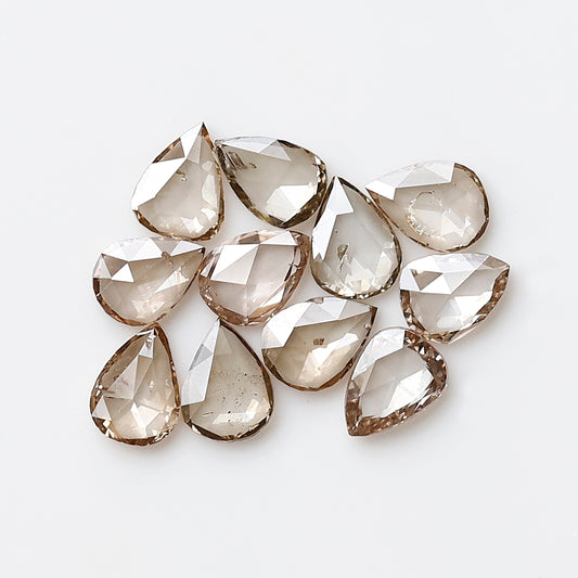 1.08 CT Pear Shape Light Brown Natural Diamonds, 4 x 3 mm Loose Rose cut Earth Mined Diamond Lot