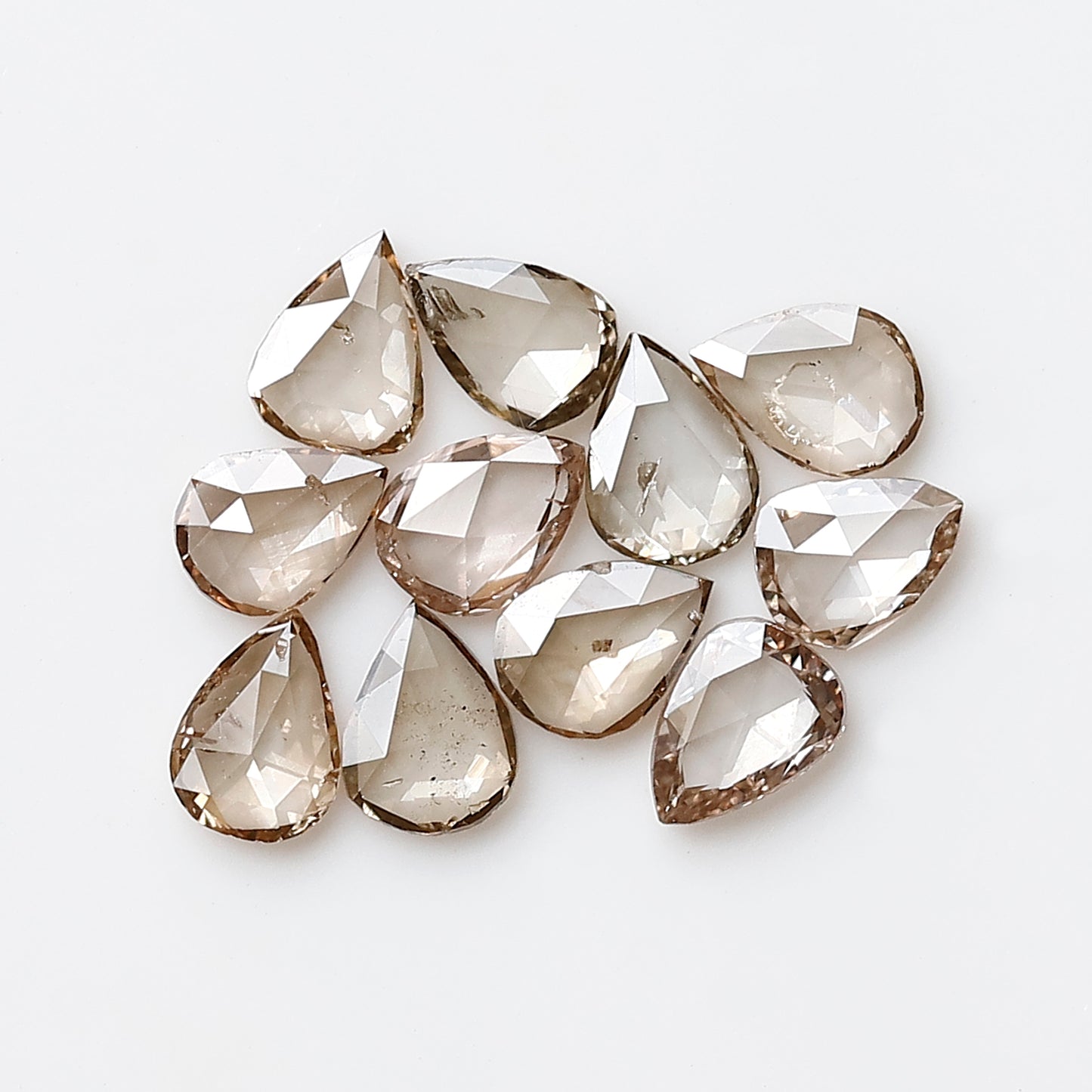 1.08 CT Pear Shape Light Brown Natural Diamonds, 4 x 3 mm Loose Rose cut Earth Mined Diamond Lot