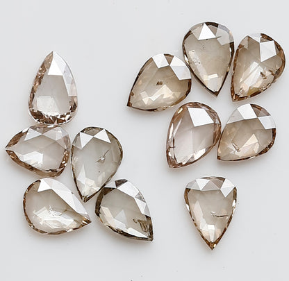 1.08 CT Pear Shape Light Brown Natural Diamonds, 4 x 3 mm Loose Rose cut Earth Mined Diamond Lot