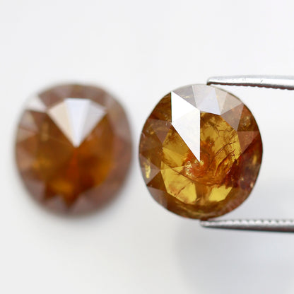 Large Oval Shape Diamond Pair 8.72 CT, Natural Orangish Yellow Rustic Diamonds, Loose Stones for Bridal Wedding Jewelry