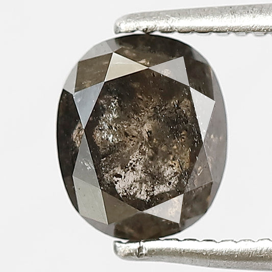 1.59 CT Natural Conflict Free Oval Shape Diamond, 7.10 x 5.90 MM Loose Salt and Pepper Diamond