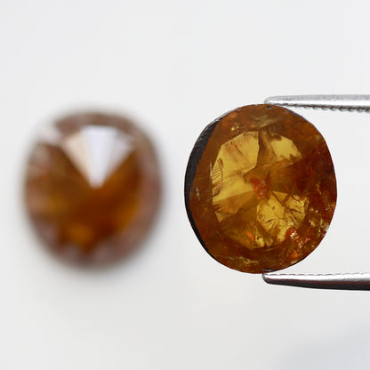 Large Oval Shape Diamond Pair 8.72 CT, Natural Orangish Yellow Rustic Diamonds, Loose Stones for Bridal Wedding Jewelry