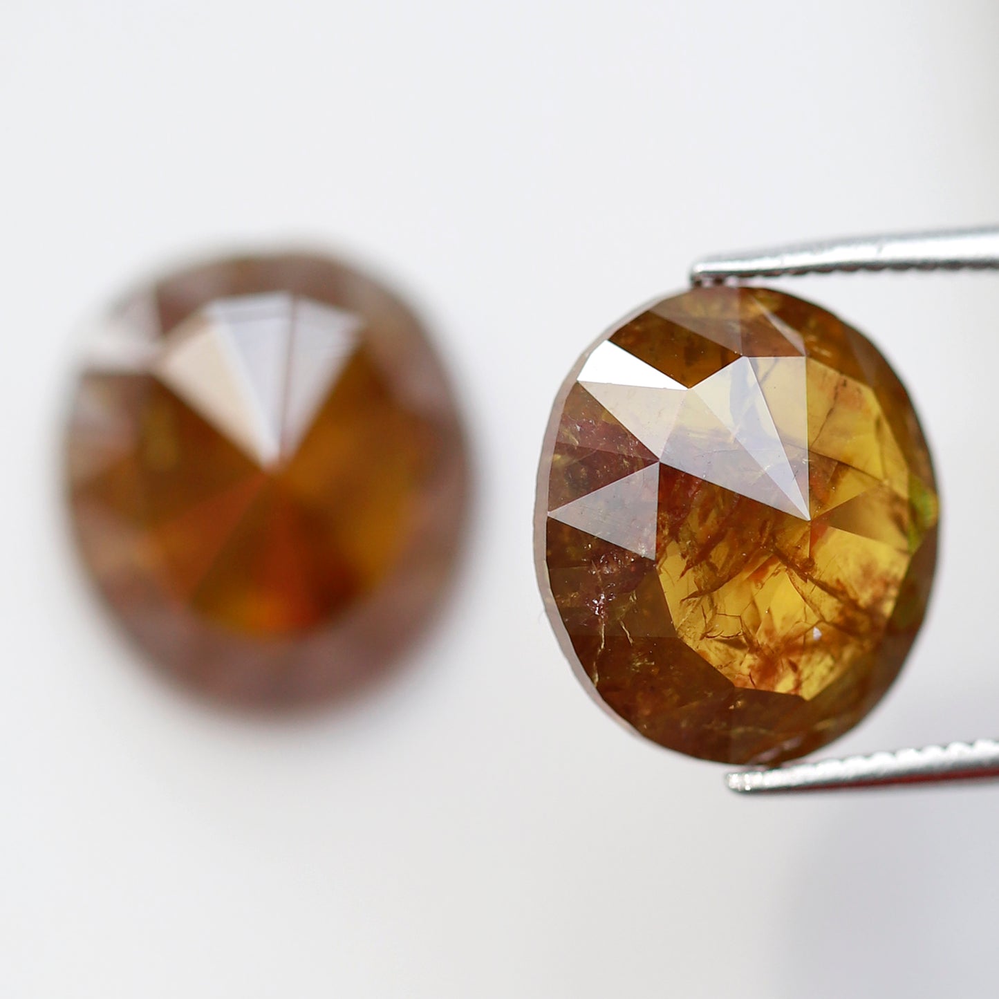 Large Oval Shape Diamond Pair 8.72 CT, Natural Orangish Yellow Rustic Diamonds, Loose Stones for Bridal Wedding Jewelry