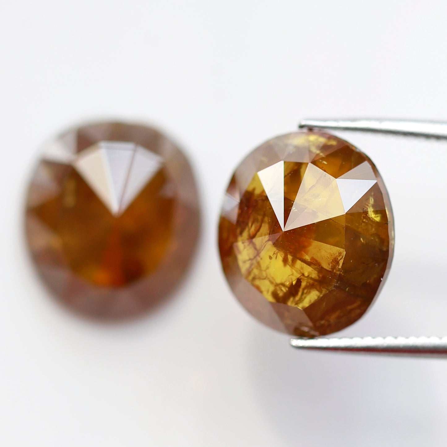 Large Oval Shape Diamond Pair 8.72 CT, Natural Orangish Yellow Rustic Diamonds, Loose Stones for Bridal Wedding Jewelry