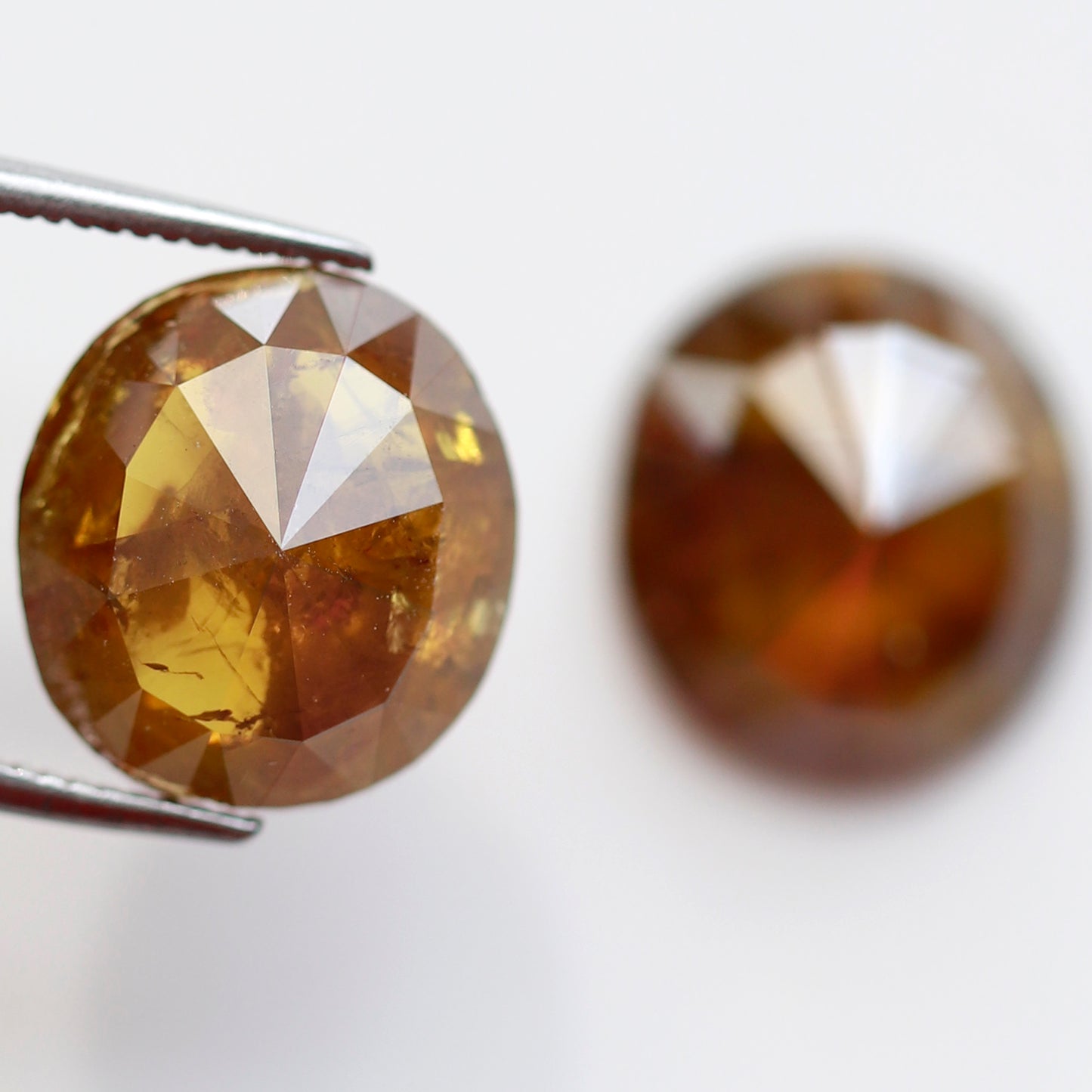 Large Oval Shape Diamond Pair 8.72 CT, Natural Orangish Yellow Rustic Diamonds, Loose Stones for Bridal Wedding Jewelry