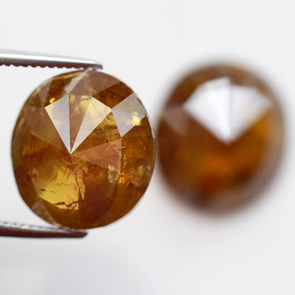 Large Oval Shape Diamond Pair 8.72 CT, Natural Orangish Yellow Rustic Diamonds, Loose Stones for Bridal Wedding Jewelry