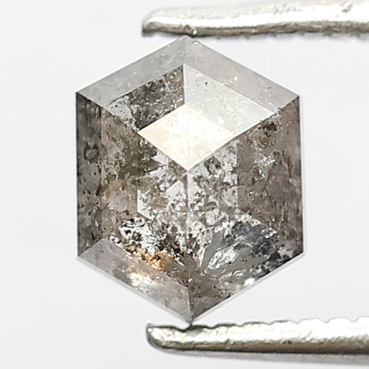 Natural Hexagon 1.06 CT Salt and Pepper Diamond, Earth Mined Loose Gray Black Diamond For Pendant and Wedding Band