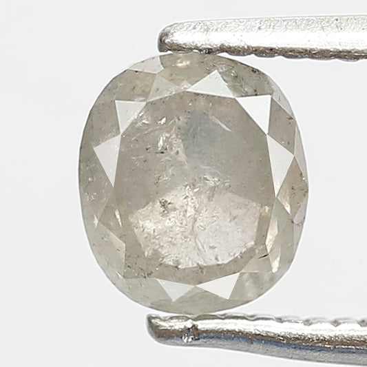 1.11 CT Oval Shape Loose Natural Diamond, 6 mm Milky White Salt and Pepper Diamond For Engagement Ring