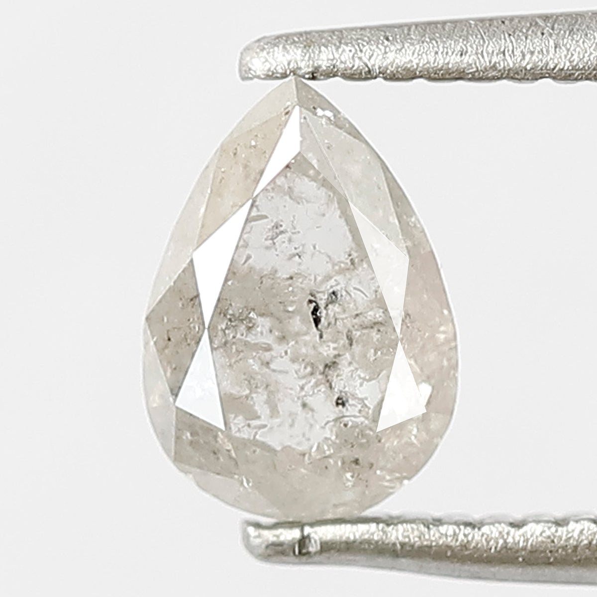 Pear Shape 0.86 CT Gray Black Diamond, Natural 6.80 MM Salt and Pepper Diamond For Wedding Band
