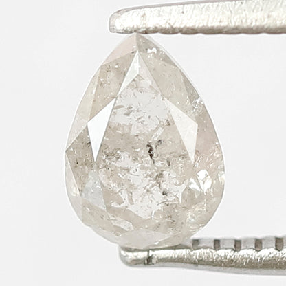 Pear Shape 0.86 CT Gray Black Diamond, Natural 6.80 MM Salt and Pepper Diamond For Wedding Band