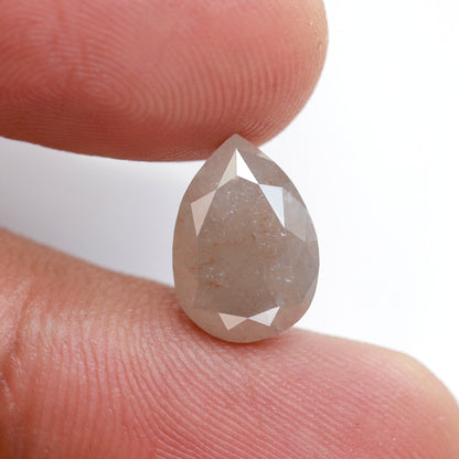 3.99 Carat Pear Rustic Diamond | Pinkish Misty White Natural Diamond | Conflict Free Loose Diamond | Handmade Engagement Ring Stone