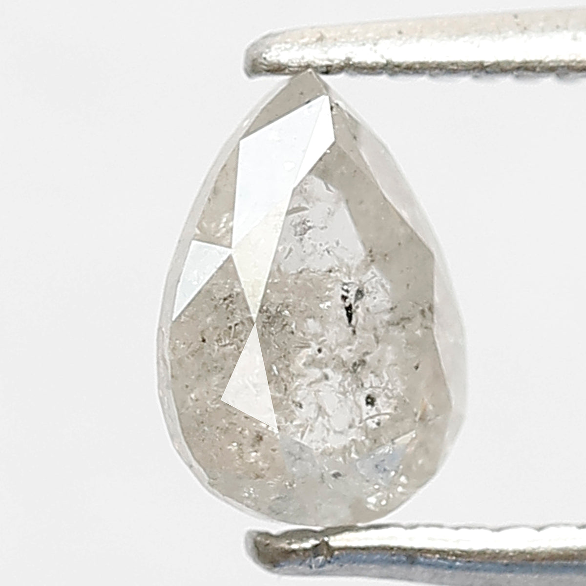 Pear Shape 0.86 CT Gray Black Diamond, Natural 6.80 MM Salt and Pepper Diamond For Wedding Band