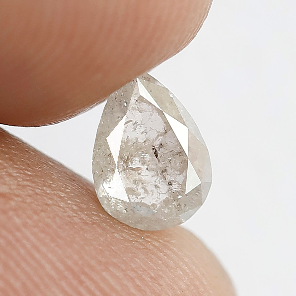 Pear Shape 0.86 CT Gray Black Diamond, Natural 6.80 MM Salt and Pepper Diamond For Wedding Band