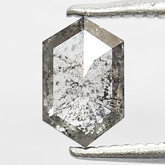 0.71 Ct Hexagon Salt & Pepper Diamond | Natural Gray Black Conflict Free Loose Diamond for Proposal Ring
