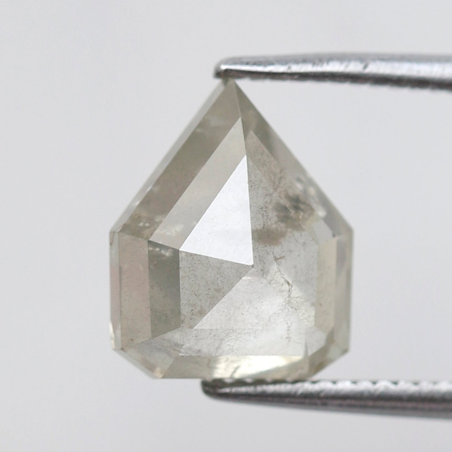 2.46 CT Geometric cut Earth Mined Diamond, 9.40 mm Misty White Loose Rustic Diamond For Custom Pendant