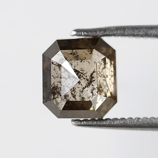 7 MM Emerald Shape Translucent Greenish Brown 2.09 CT Natural Loose Conflict Free Salt and Pepper Diamond