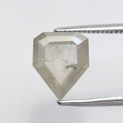 2.46 CT Geometric cut Earth Mined Diamond, 9.40 mm Misty White Loose Rustic Diamond For Custom Pendant