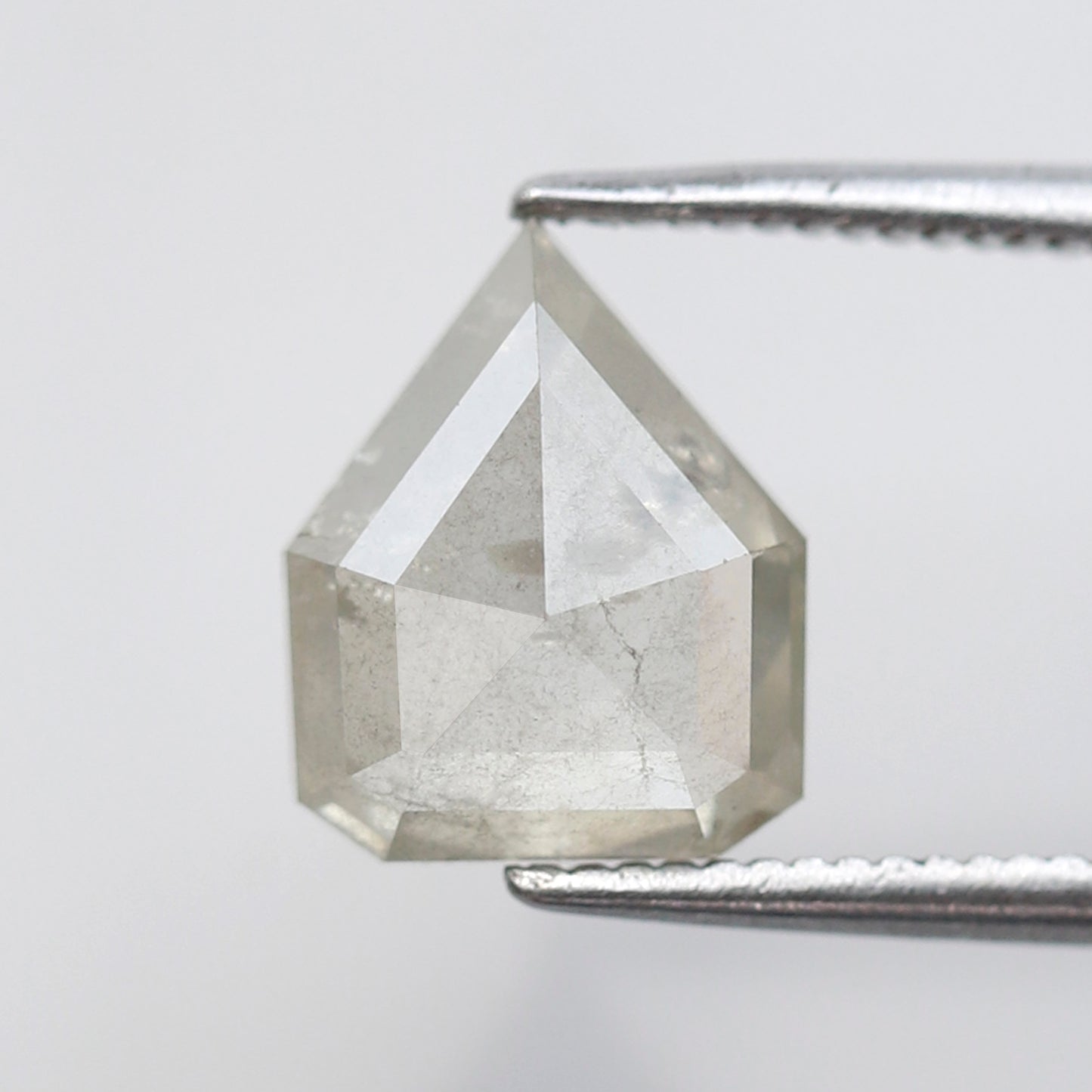 2.46 CT Geometric cut Earth Mined Diamond, 9.40 mm Misty White Loose Rustic Diamond For Custom Pendant